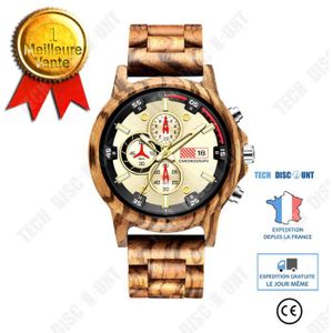 MONTRE BAGUE Nouvelle montre en bois de zèbre pour hommes multifonctionnel - luxe classe style militaire quartz bois - Cadeaux montres
