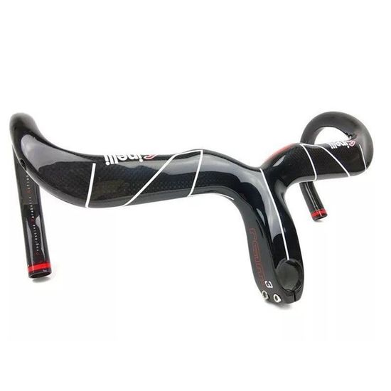 Guidon en fibre de carbone, guidon intégré moins 17 degrés pour vélo de route pliable VTT (110 mm