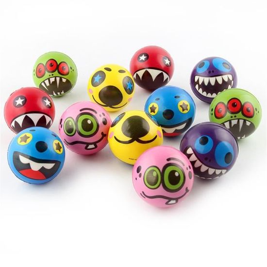 PQETBV Lot De 20 Balles Anti-stress Visage Drôle – 6,3 Cm – Jouets Souples Jaunes – Soulage Anxiété Et Colère Pour Adultes Et Enfants