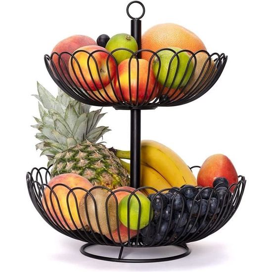 Ardentity Fruits en Métal, 2 Etages Coupe Fruit Design Noire, Rangement  Pratique pour Fruits et Légumes