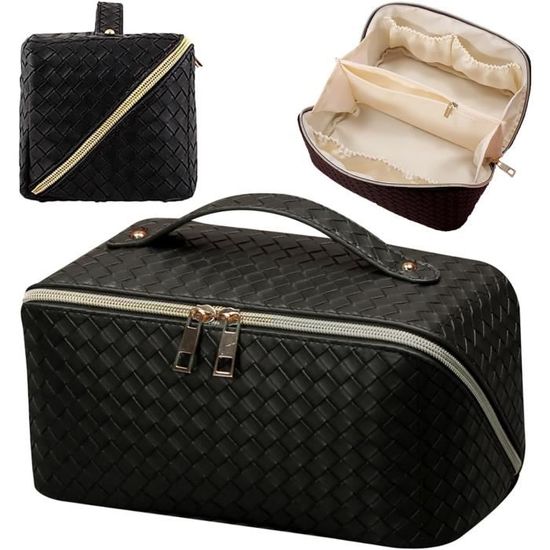 Trousse De Toilette En Cuir Véritable Leathario - Homme/femme - Noir1004 - Taille L