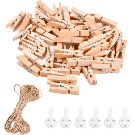Trimming Shop Lot De 50 Mini Pinces à Linge En Bois 3,5 Cm - Noires - Pour Photos, Bricolage, Marque-places