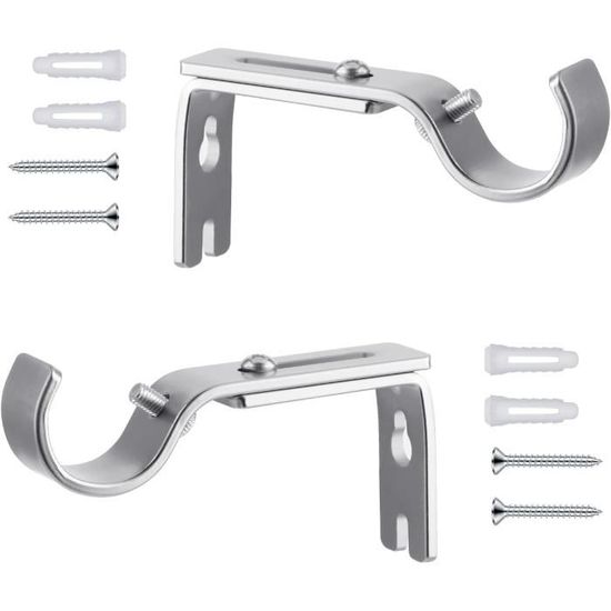 Supports Tringle à Rideaux Réglables Dorés - Pour Tiges 22-28mm - Lot De 3