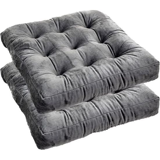 Lot De 2 Coussins D'assise 40x40 Cm - Housse Duvet De Maïs, Rembourrage Coton - Pour Intérieur Et Extérieur - 10