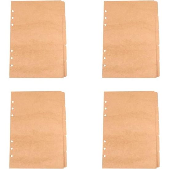 20 Intercalaires Papier Kraft A5 - 6 Trous - Pour Classeurs à Anneaux - 4 Ensembles
