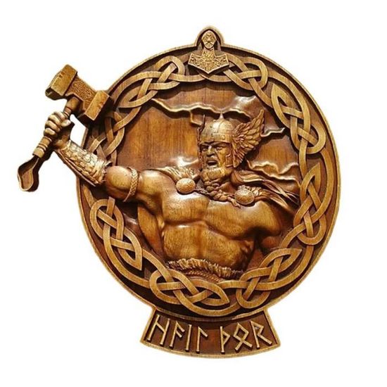 Décoration Murale Viking En Bois - 4 Plaques Avec Runes, Arbre De Vie Et Boussole Vegvisir, Style Nordique !