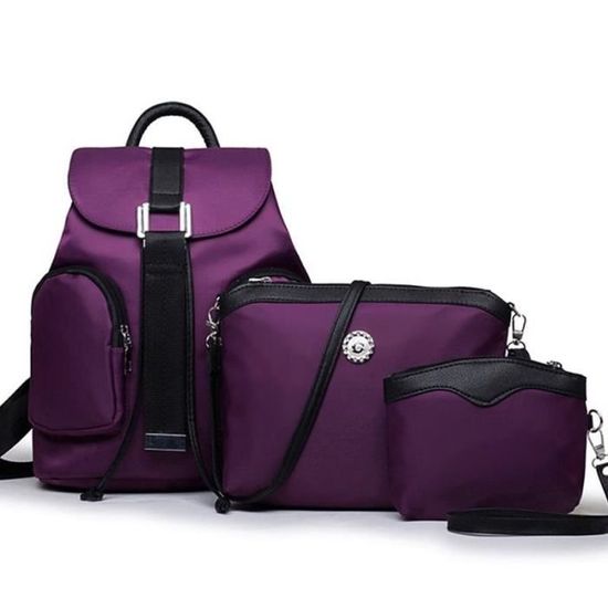 Petit Sac à Main épaule Femme Rayé Rose Violet Et Crème
