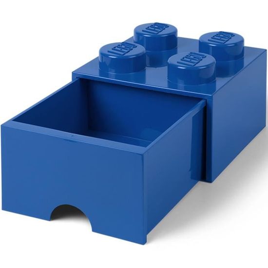 LEGO 40051731 Boîte bac Brique de rangement empilable Légo 4 plots 1 tiroir Plastique Bleu H18 x 25 x 25 cm