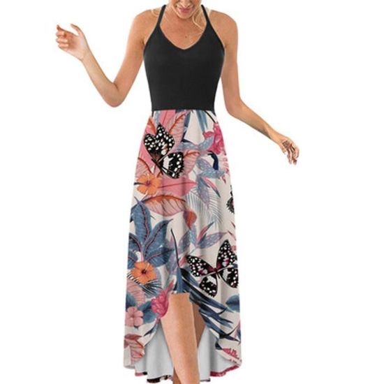 Robe D'Été Fille Causel - Épaule Froide, Couleur Bloc, Taille 130 - Neuf Avec Étiquettes