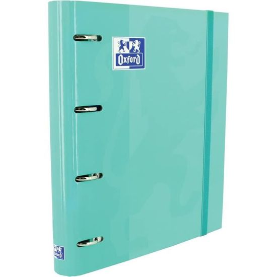 Classeur Oxford 4 Anneaux A4 - Couverture Rigide Bleu Marine - Avec Recharge 80 Feuilles Quadrillées Et élastique De Fermeture