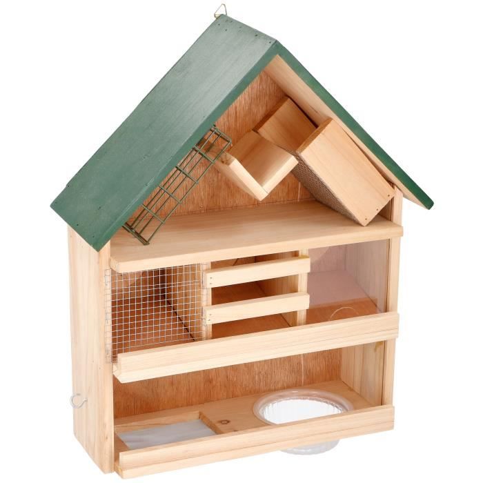 Mangeoire à oiseaux suspendue écrou//table en bois