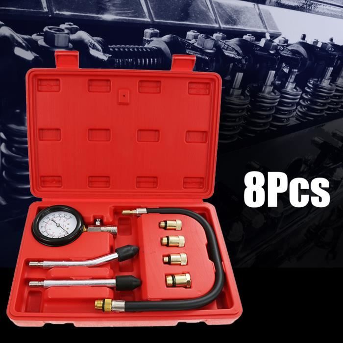 8 Pcs Kit de Outil Auto Moteur Testeur Compression Pression de Cylindre de Diesel Table