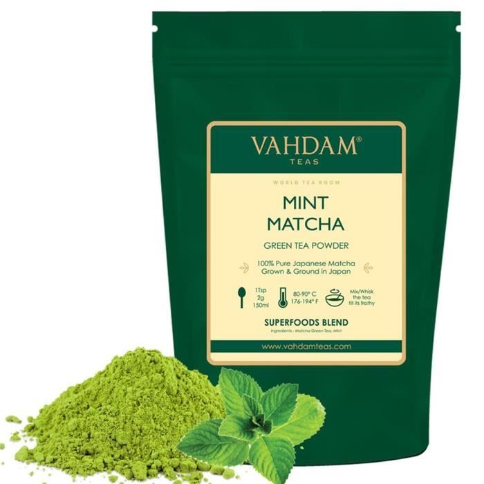 VAHDAM, thé Vert à la menthe et au Matcha