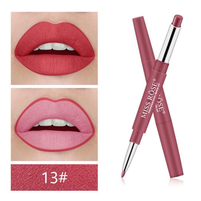 rouge à lèvres Crayon à lèvres imperméable à l'eau à double extrémité Lipliner 20 couleurs LWL90624085E_Ion