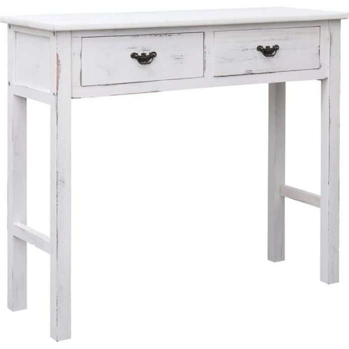 ♪♪9515 Table console Classique - Table d'appoint Table de Salon Blanc antique 90 x 30 x 77 cm Bois MEUBLE®