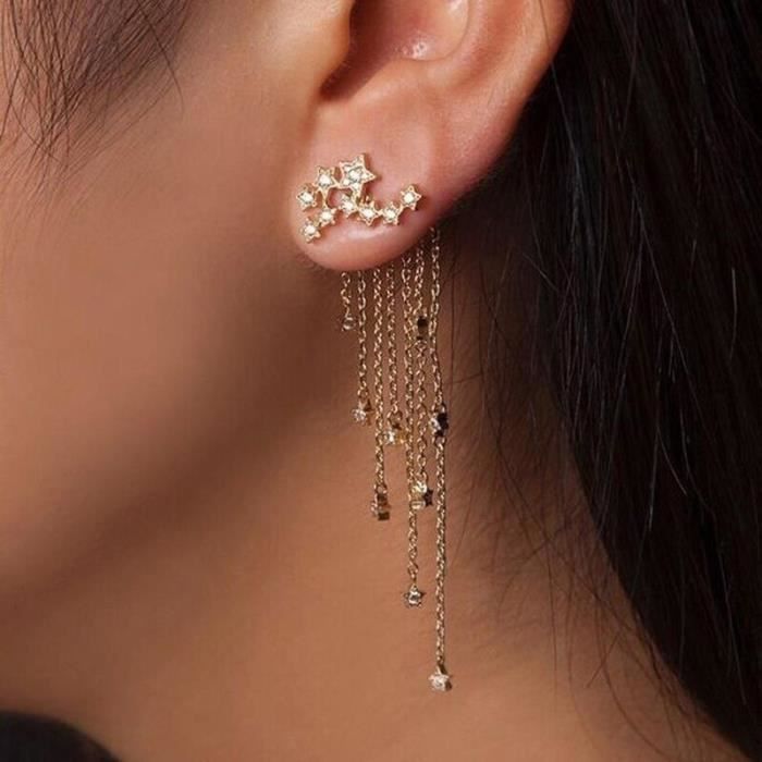 Earring C214-1 -8CM Long gland oreille ligne fil enfileur boucles d'oreilles pour femmes minimaliste or fil barres Rolo chaîne bo