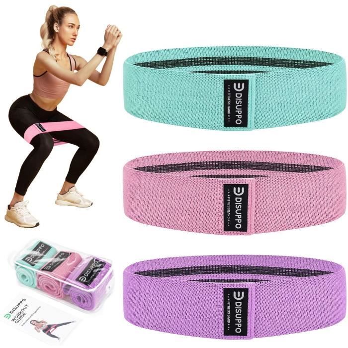 DISUPPO Bande Élastique Fitness Set de 3, Bande de Résistance pour Yoga, Pilates, Rééducation Physique, Resistance Band pour Muscula
