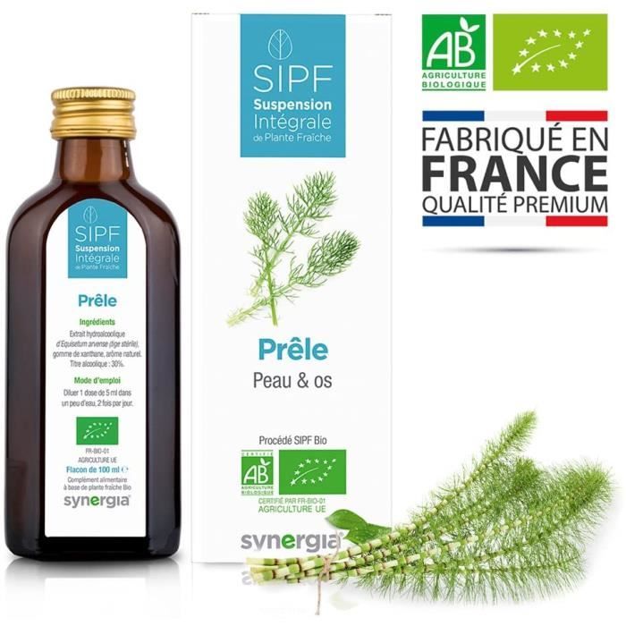 Compléments à base de plantes Prêle bio française Solution buvable de plantes fraîches Os, cheveux et ongles Origine Fra 611072