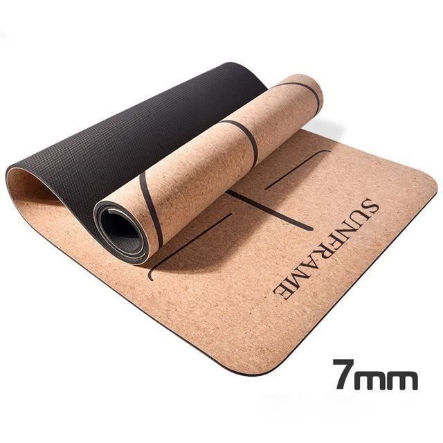 Tapis de Yoga Dessus en Bois de Liège Naturel 100% Tapis d'exercice Ecologique Haute Densité pour Pilates, Fitness et Entraînement