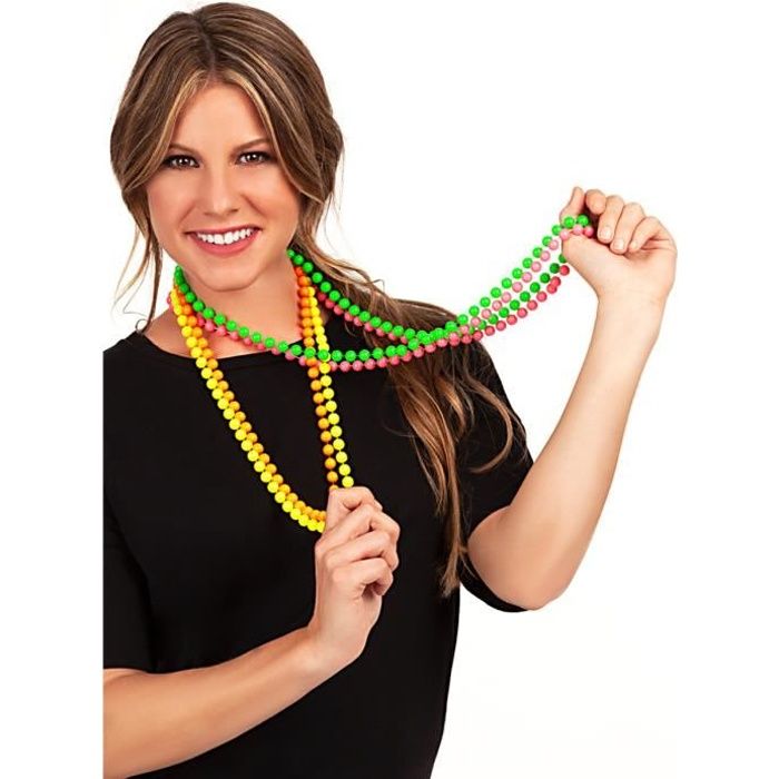 Collier de perles fluo pour homme ▶ Années 80, Années 90, Musique Pop, Decades - Multicolore, accessoire pour déguisement