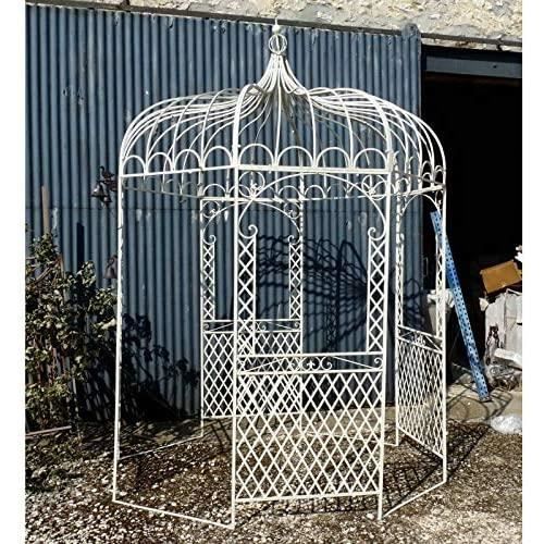 PERGOLA acuteritier Du Temps Tonnelle Pergola Gloriette en Meacutetal Blanc Abris Kiosque de Jardin Rond 196x196x314cm464