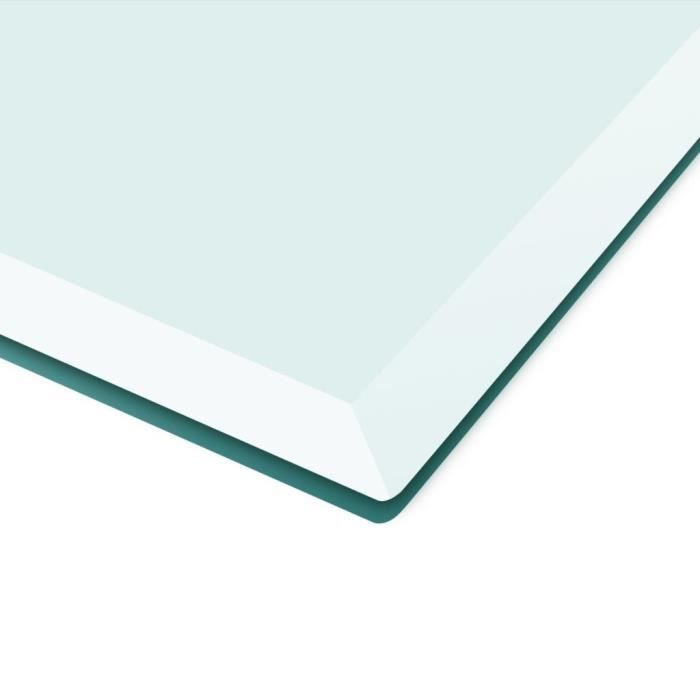 oVsky Dessus de Table Transparent en Verre Trempé Design Carré 700 x 700 mm