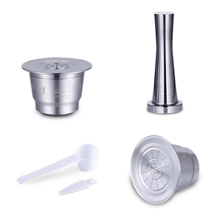 Capsule de café en acier inoxydable capsule Nespresso réutilisable 304 type filtre à café avec cuillère de mesure et timbre
