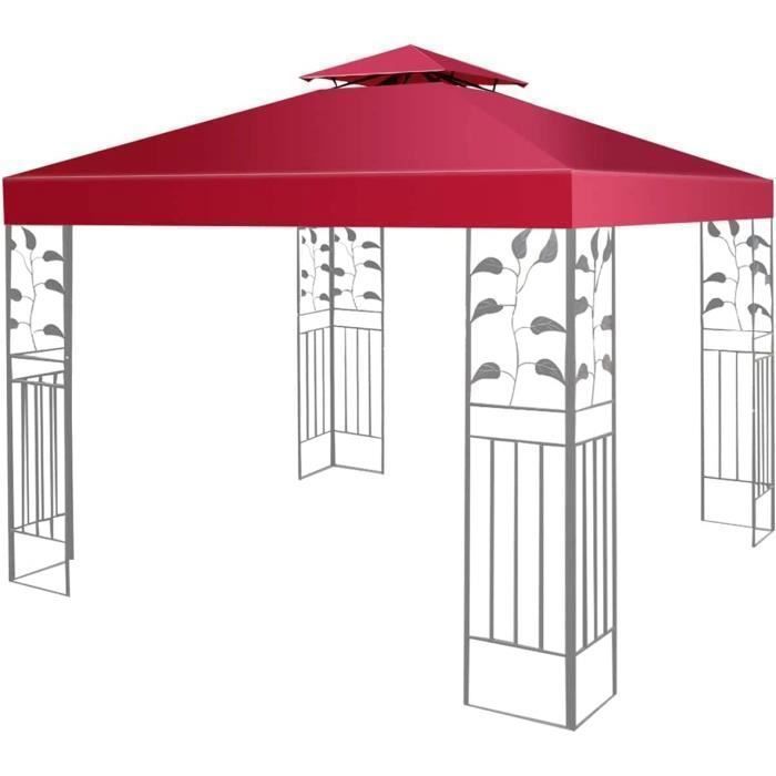 GIANTEX Toit de Rechange pour Tonnelle de Jardin 3x3M Double Toits Toile Épaisse Imperméable en Polyester avec Trou d'Aération