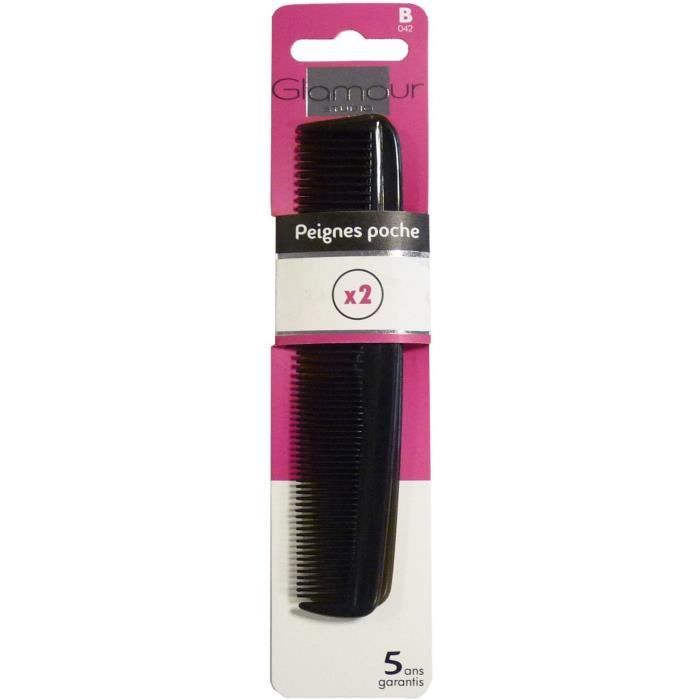 Glamour Studio Peignes cheveux poche x2 noir et écaille
