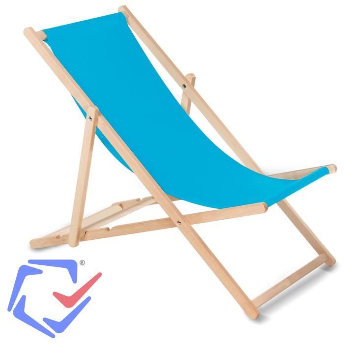 GREENBLUE Fauteuil de plage pliant en hetre bleu classique jardin piscine voyager
