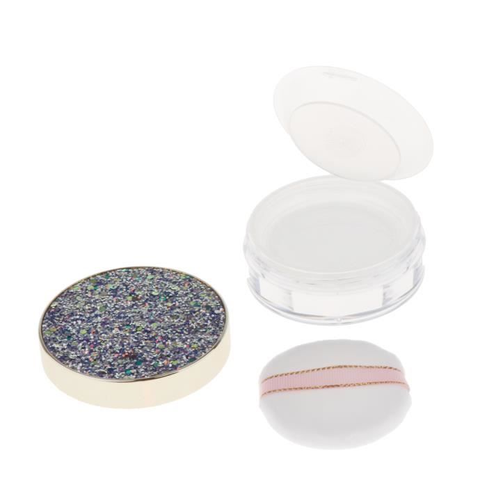 10g Boîte Maquillage Poudre Libre Vide Rechargeables Houppette Conteneur de Poudre Cas avec Miroir pour Diy Cosmétiques Violet
