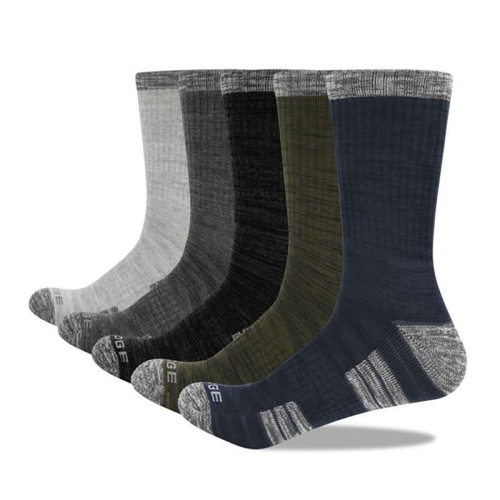 Lot de 5 Paires Chaussettes Homme Sports Randonnée Alpinisme Chaussettes en Coton Respirantes Anti-dérapantes 39/44
