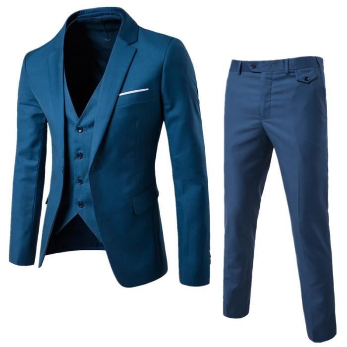 Veste Homme Veste décontracté Veste Trois pièces Veste Hommes Vêtement Masculin (Veste+Pantalon+Gilet)