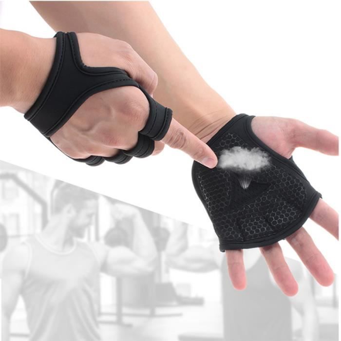 Gants de musculation ventilés Fitness Cross Training Antidérapant Palm Sleeve Idéal pour Ups (Black-M)