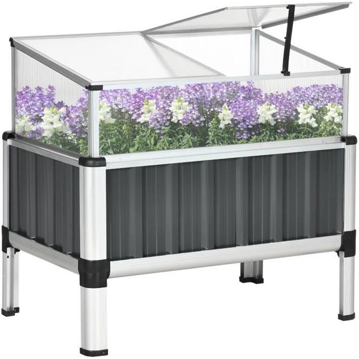 Mini serre sur pied - 2 lucar 80x50x74cm Gris