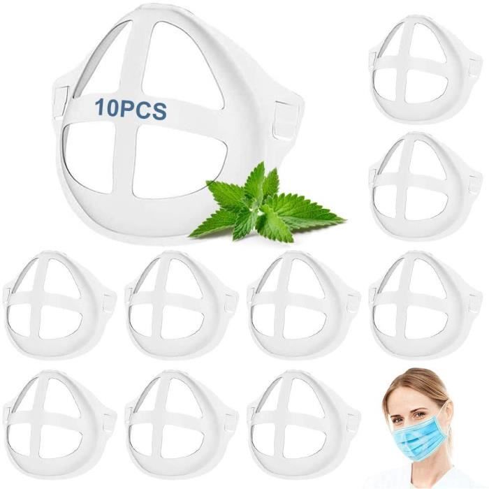 Panlom Support De Masque 3D, 10 PCS Support Pour Masque Protection en Silicone, Cadre de Masque Pour Rouge à Lèvres Confortable Sup
