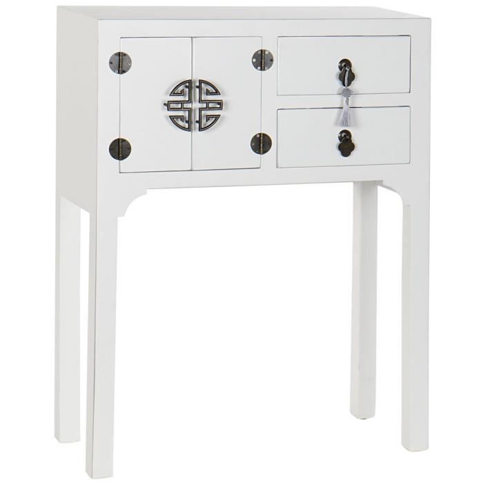 Console Table console en bois de sapin et MDF coloris blanc - Longueur 63 x Profondeur 26 x Hauteur 83 cm