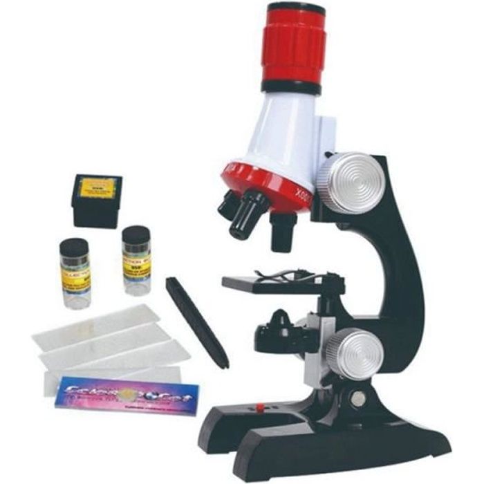 Microscope 100x, 400x, 1200x pour enfants avec grossissement LED inclus