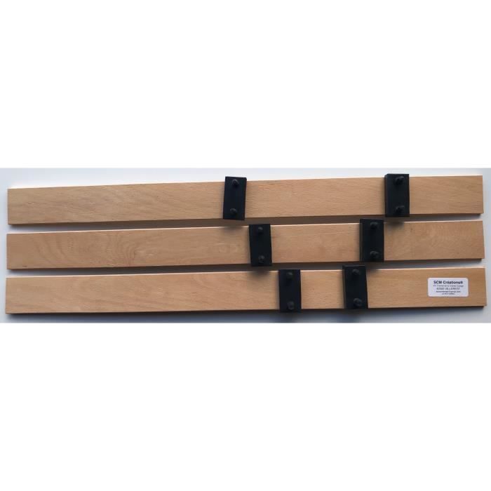 lot 3 lattes 89cm (890mm) largeur 53 mm épaisseur 8 mm 7 plis avec 6 embouts pour sommier, bz