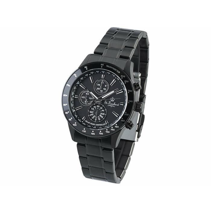 Montre radio-pilotée solaire pour homme - coloris noir