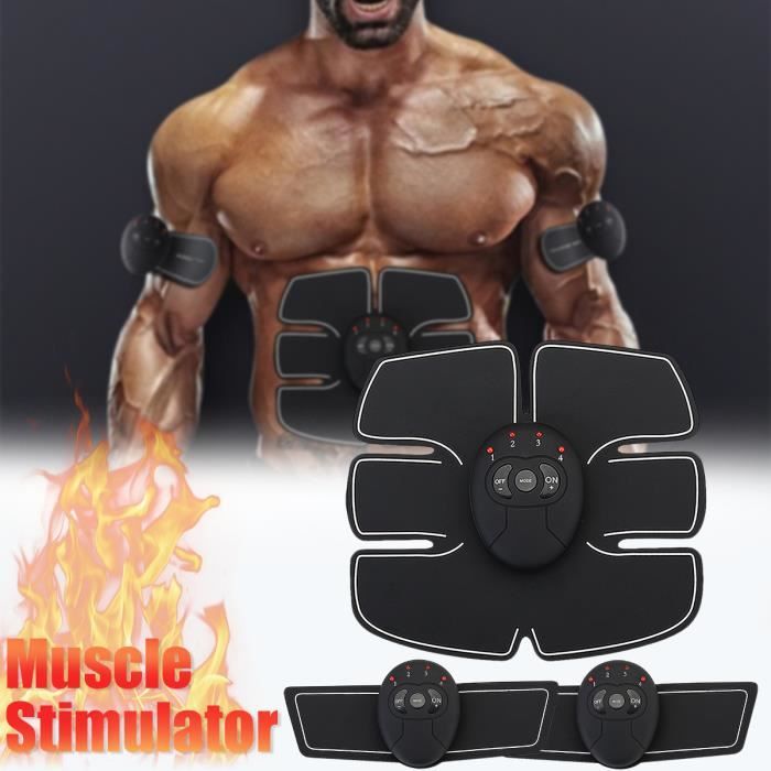 TEMPSA 3Pcs Stimulation Abdominale Musculation Electro Stimulateur Ceinture Muscle Fitness Abdo