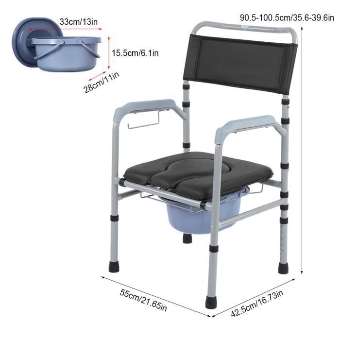 Alliage d'aluminium Adulte Pliant Toilette Commode Chaise de Toilette Chevet-DIN