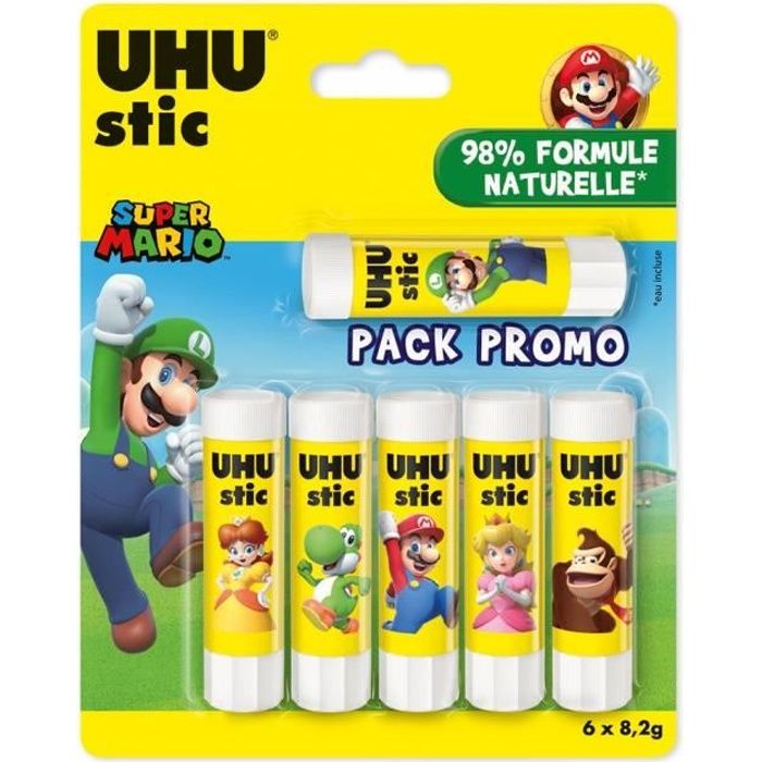 LES MINIONS Lot de 5 Bâtons de colle 8,2gr + 1 bâton de 21gr - Stick de colle blanc - UHU
