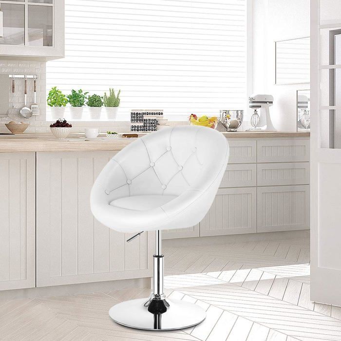 RELAX4LIFE Chaise Bureau Pivotante Hauteur d’Assise Réglable 40-55 CM Fauteuil en Cuir PU Chaise Coiffeuse pour Chambre/Salon