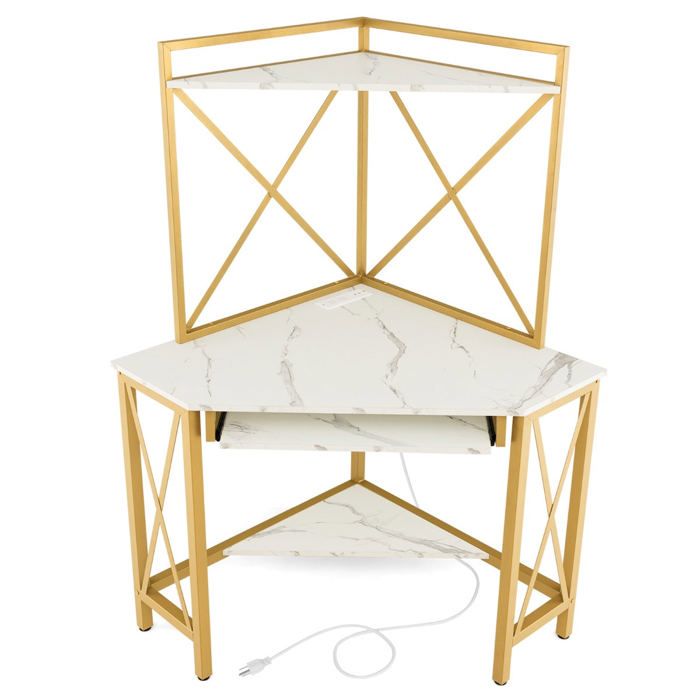 Meilleurs prix pour Bureau d angle avec clapier bureau peu encombrant etageres plateau pour clavier table avec huche 113 x 75 x 145 cm cadre