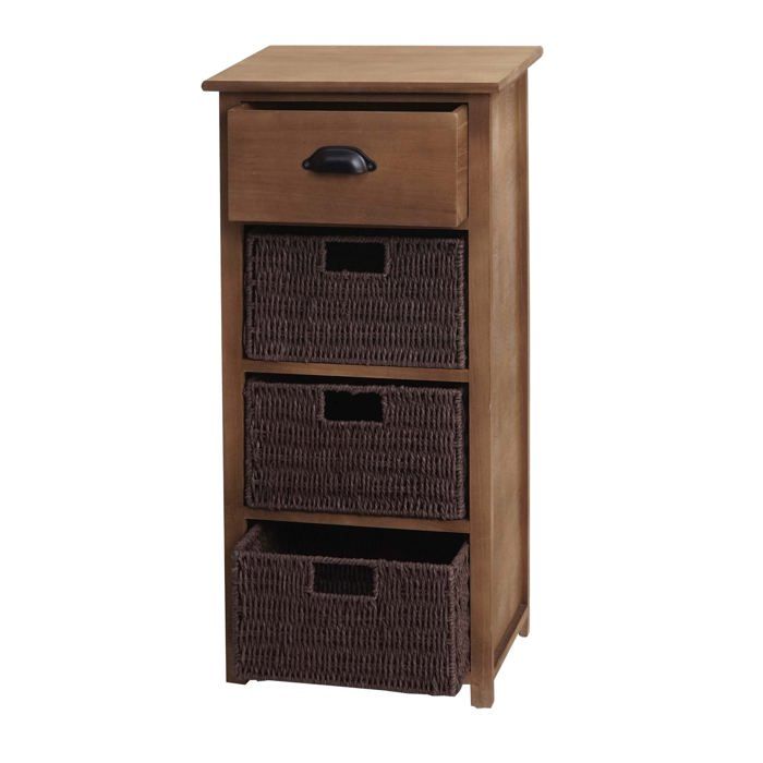 Commode avec tiroir et 3 paniers de rangement 83x40x29 cm marron fonce 04_0006506