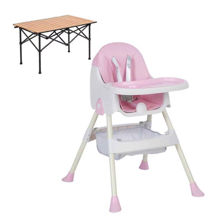 Chaise Haute Évolutive 2 En 1 DREAMADE - Bébé 6-36 Mois Bois Hêtre Avec Plateau Et Ceinture 5 Points