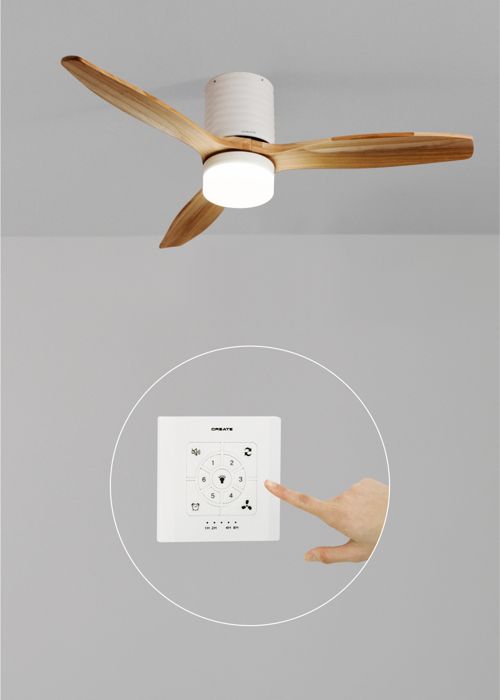 Ventilateur de plafond - Create - Avec lumière - Silencieux - Ø132 cm - Bois FSC - Create