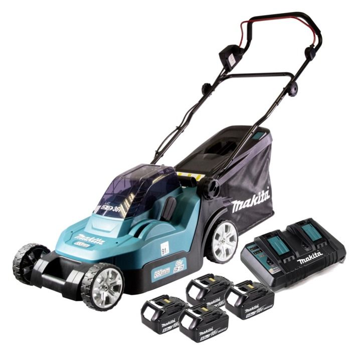Tondeuse Makita DLM465PT4 – 36 V, Largeur de Coupe 38 cm, Guidon Pliable