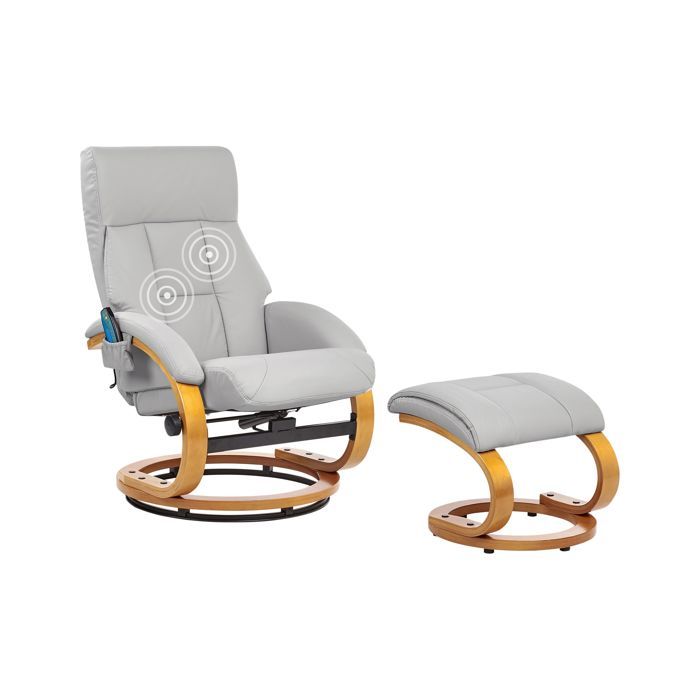 Fauteuil massant FORCE Cuir PU Gris clair